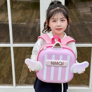 Toddler backpack with cute silver wings and purple shell design for little girls