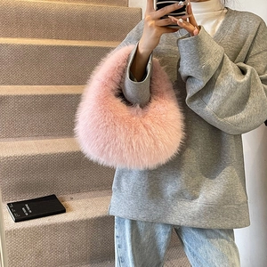 Sac à main rose en peluche pour femme, sac à bandoulière doux en fausse fourrure