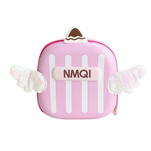 Cute pink toddlers backpack with angel wings and NMQI logo for preschool girls
