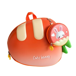Cute bunny carrot-themed toddler backpack with detachable round coin purse charm