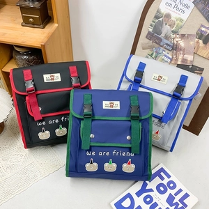 Kids Backpack Cartoon Bear Contrast Color Nylon School Bag For Toddler Boys And Girls Breathable Casual Daypack