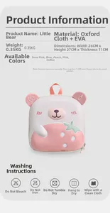 Detailed size chart for lightweight Oxford bear backpack with dimensions 26x27x11cm