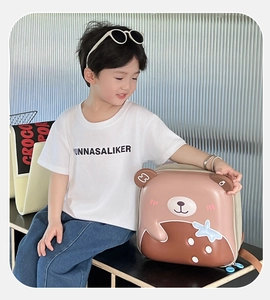 Toddler cartoon bear hardshell backpack featuring cute 3D ears and strawberry pattern