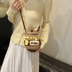 Sac à bandoulière au crochet en forme de pot de miel avec patch Hunny et abeille