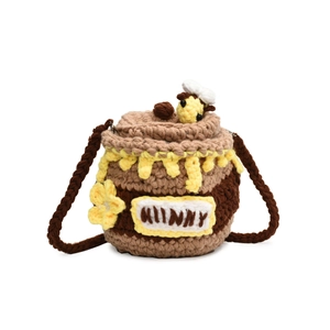 Sac bandoulière au crochet en forme de pot de miel avec broderie et abeille