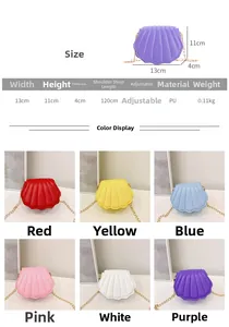 Tableau des tailles et couleurs pour le mini sac à bandoulière en PU avec chaîne