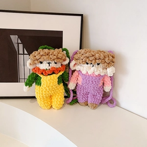 Kids Hand-Knitted Crochet Crossbody Bag Whimsical Cartoon Doll Shape Shoulder Bag For Toddlers Cute Fashion Accessory