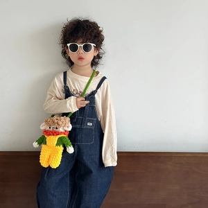 Handmade crochet cartoon lamb crossbody bag for kids featuring a cute sheep design