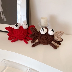 Kids Crochet Crab Shoulder Bag Handmade Knit Cartoon Animal Crossbody Purse For Toddlers