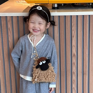 Handcrafted crochet sheep shoulder bag for kids with cute cartoon 3D wool texture design