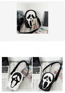 Detailed comparison of Scream ghost face crossbody bags in black and white leather finish