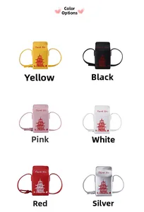 Unique takeout box style shoulder bags in six colors with Thank You print