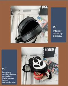 Internal view of Ghostface crossbody bag showing capacity for phone and essentials