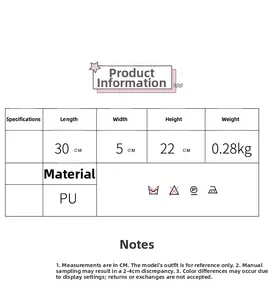 Size chart showing 30cm length and 22cm height for the creative PU shoulder bag
