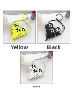 Detailed comparison of ghost-shaped crossbody bags in yellow, black, and white colors