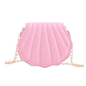 Mini sac bandoulière rose en forme de coquillage avec chaîne dorée pour fillettes