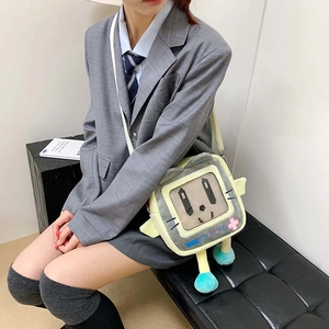 Kawaii TV-Plüschtasche mit Katzenohren und Stickerei im japanischen Anime-Stil