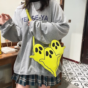 Funny yellow ghost shaped crossbody shoulder bag for women with creative cartoon design