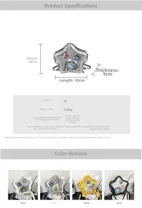 Guide des tailles du sac Ita en étoile et options de couleurs avec mesures détaillées
