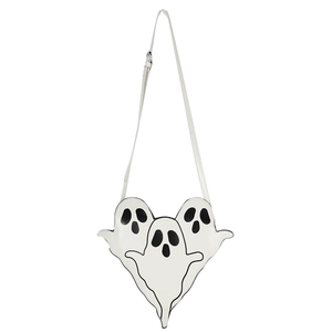 Creative ghost-shaped white crossbody bag with funny facial prints for women