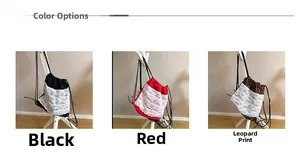 Détails de sacs à dos à cordon élégants avec couches de dentelle blanche en noir, rouge et léopard