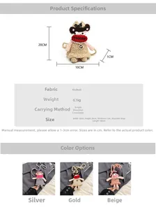 Detailed size specifications for handmade knitted doll shoulder bag with sausage lips