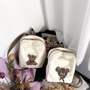 Cute Cartoon Teddy Bear Kids Backpack Canvas Breathable Preschool Kindergarten School Bag For Toddlers Boys Girls