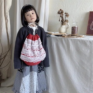 Sac à dos rouge à plusieurs couches de dentelle pour enfants au style vintage chic