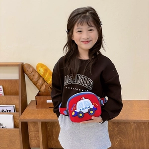 Sac banane rouge pour enfants avec motif voiture de police et bandoulière réglable