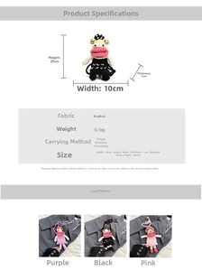 Detailed size specifications for the crochet doll bag with 100cm shoulder strap