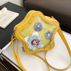 Star Shaped Ita Bag For Women Japanese Style Anime Transparent Window PU Leather Backpack Crossbody Bag Studded Girl Handbag