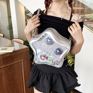 Sac Ita argenté en forme d'étoile avec fenêtre transparente pour badges et zips en étoile