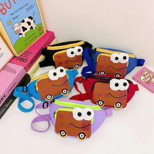 Sac Banane Enfant Dessin Animé Nylon Respirant Mignon Grands Yeux Forme Bus Sac Poitrine Garçons Filles Extérieur Quotidien