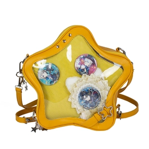 Sac ita japonais jaune en forme d'étoile avec fenêtre transparente et bandoulières