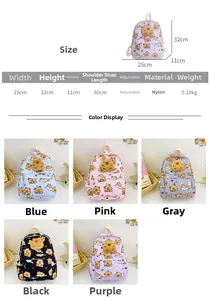 Tableau des tailles et options de couleurs pour sac à dos enfant en nylon avec motif ours