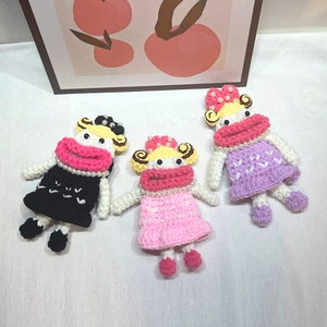 Funny Sausage Mouth Cartoon Doll Handmade Crochet Crossbody Shoulder Bag Wool Yarn For Kids Cute Quirky Gift