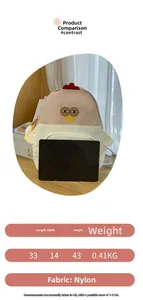 Size chart showing 33x14x43cm dimensions for the cute cartoon chicken nylon backpack