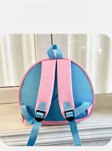Close-up of breathable honeycomb mesh back and S-shaped straps on kids backpack