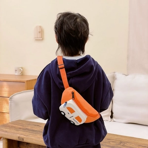 Bolso de pecho infantil naranja con forma de coche y correa ajustable de diseño moderno