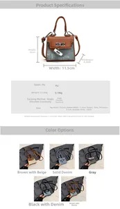 Mini PU and denim crossbody bag size guide and color variations for children