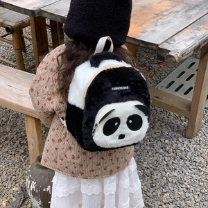 Cute panda plush toddler backpack for kindergarten girls and boys with 3D animal ears