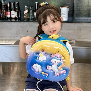 3D hard shell kids backpack with colorful unicorn and rainbow for preschool girls