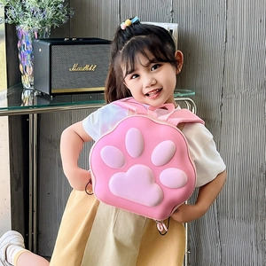 Sac à dos rose 3D patte de chat pour enfants avec design moderne en forme de coquille d'oeuf