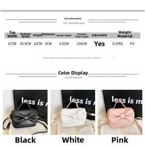 Guide des tailles détaillé et spécifications pour mini sac à main en cuir PU à nœud