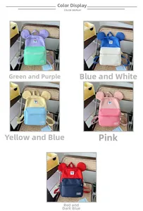 Color options of waterproof children's backpacks featuring playful round animal ears