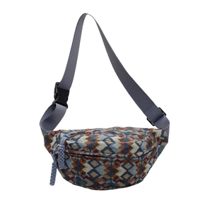 Vintage geometric jacquard woven chest bag with adjustable straps for outdoor leisure