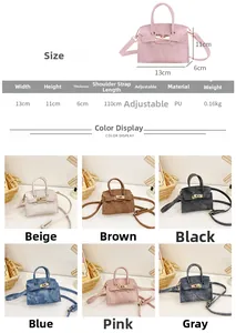 Spécifications de taille et options de couleurs pour mini sacs bandoulière en simili cuir