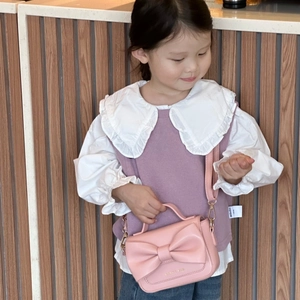 Mini sac à main rose pour filles avec nœud géant et bandoulière réglable pratique