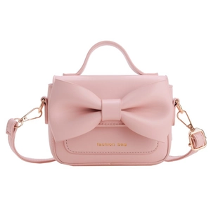 Mini sac bandoulière rose pour filles avec grand nœud et bandoulière réglable