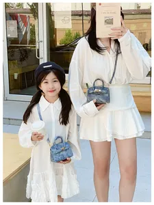 Mini-sacs assortis en denim bleu pour parent et enfant, style Kelly tendance
